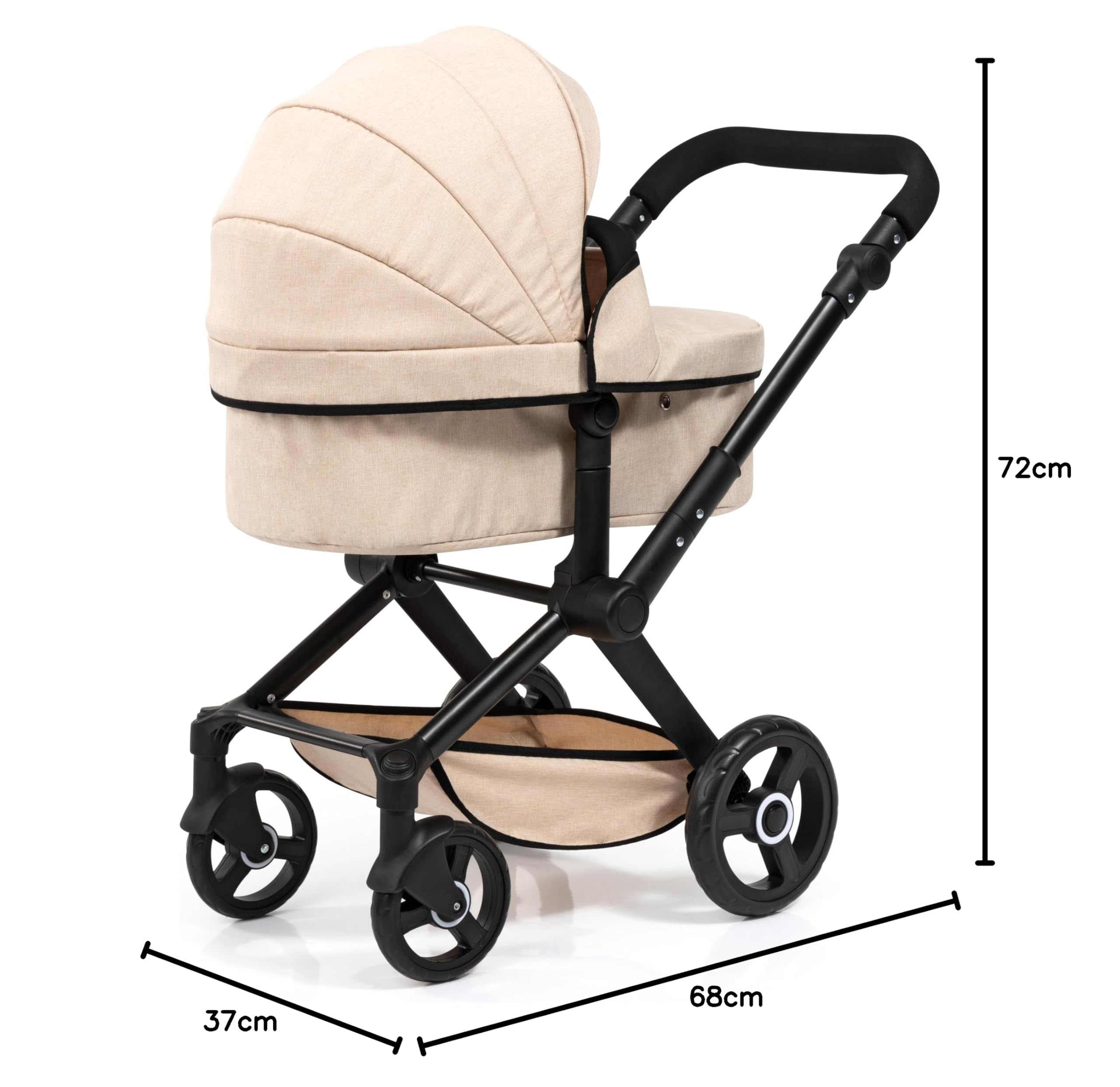 Bayer Design Poussette Landau pour poupée Xeo avec Sac | transformable en poussette canne pour poupon, hauteur réglable, poignée réversible, sac à bandoulière, panier intégré