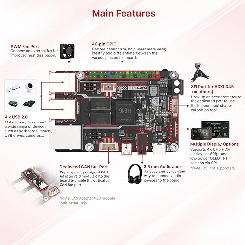 Miniatura 5 de BIGTREETECH Pi Tablero de control 64bit Quad Core, 1 GB DDR3L 40 pines GPIO compatible con SKR MINI E3 V3.0/Octopus V1.1/Pro, SKR V1.4