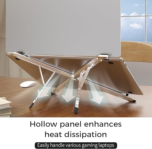 Miniatura 7 de Junfire Soporte plegable para laptop de 17.3 pulgadas, elevador ergonómico estable de aluminio con ajuste de altura de 6 niveles, se adapta a