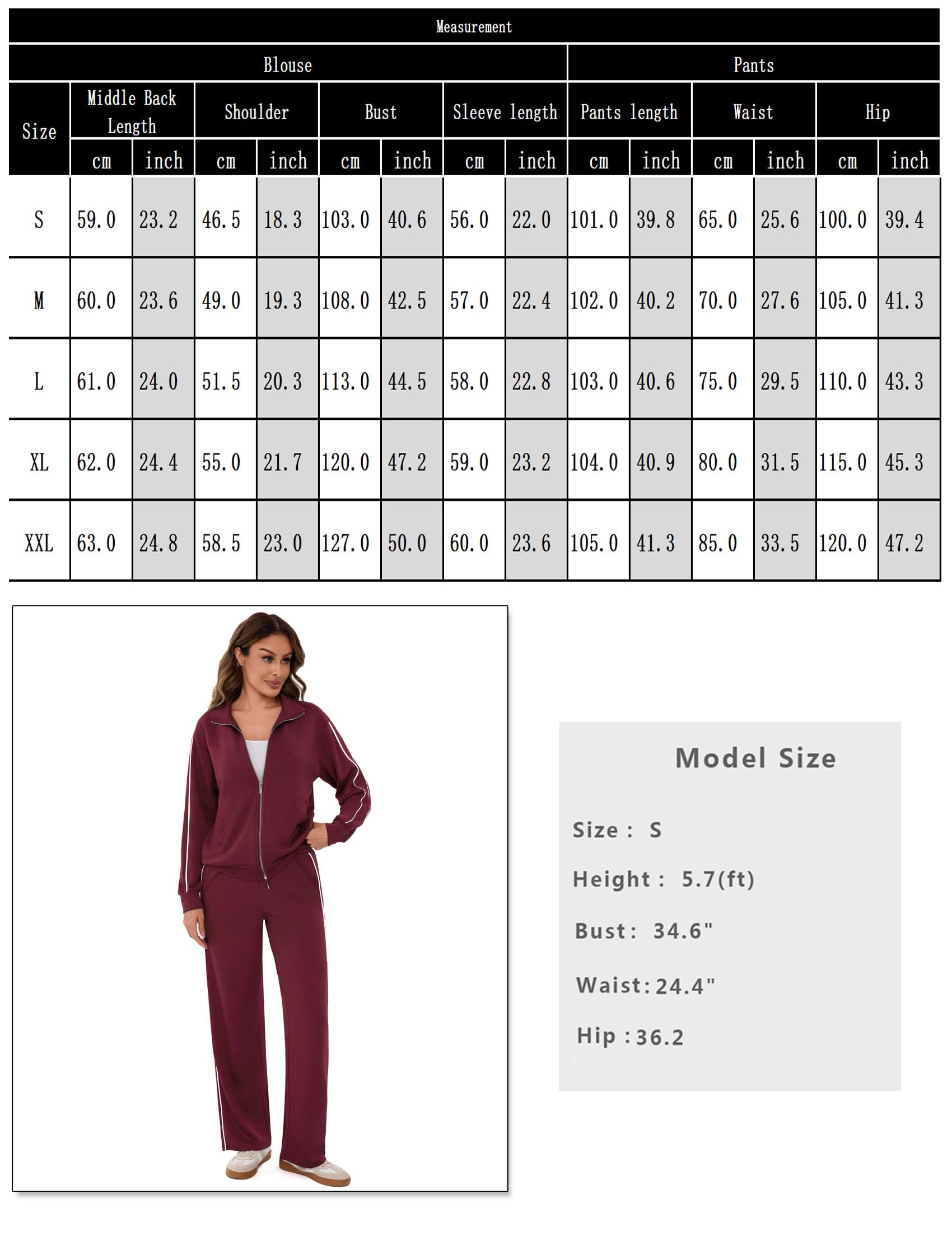 Terecey Damski dres do joggingu, streatwear, nowoczesny, elegancki dres sportowy, strój rekreacyjny, z długim rękawem, kurtka z zamkiem błyskawicznym i szerokimi nogawkami, spodnie sportowe ze