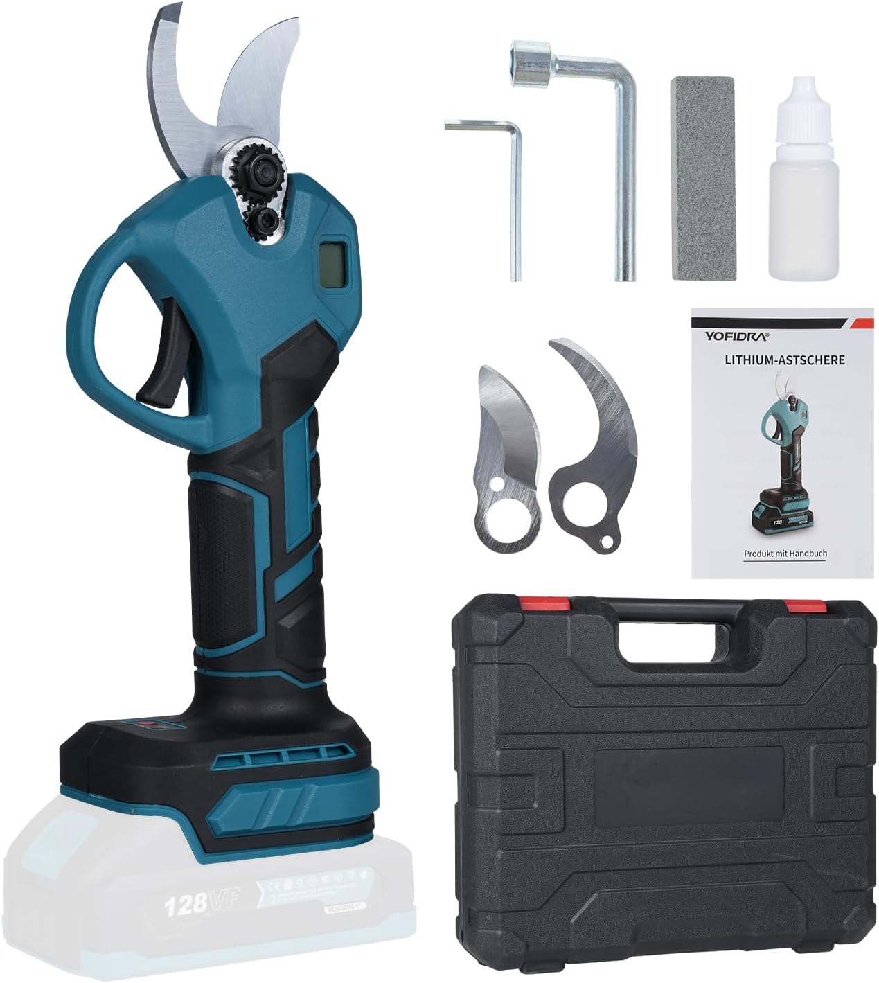 18V Electric Pruning Shears Brushless Motor Cordless Branch Cutter Tree Trimmer with LCD Display Portable for Tree Branch and Grass Trimming