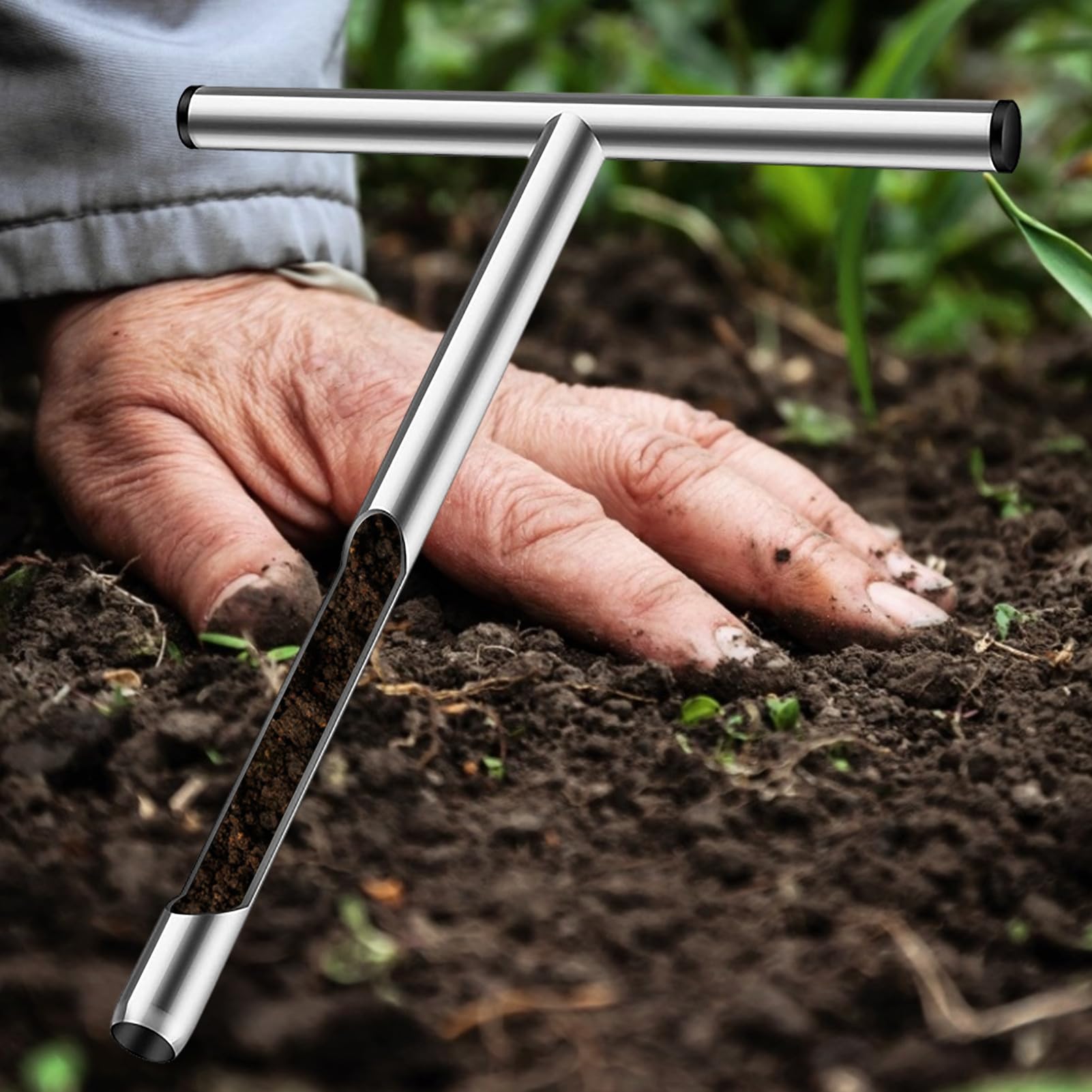 Bodensonde – Bodenprobenentnahmegerät, Robuster Edelstahl, Ergonomischer T-Griff, Einfach Zu Bedienen | Testkit-Zubehör, Garten, Bauernhof, Rasen, Landwirtschaft, Gartenbau, Feuchtigkeitsmessung, Prob