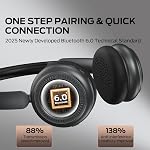 Oraolo On Écouteurs d'oreilles, Bluetooth 6.0 Casque sans fil avec charge de vitesse, audio clair, 50H Temps de jeu, confortable & Léger, appels mains libres, écouteurs d'annulation de bruit pour adultes (noir)