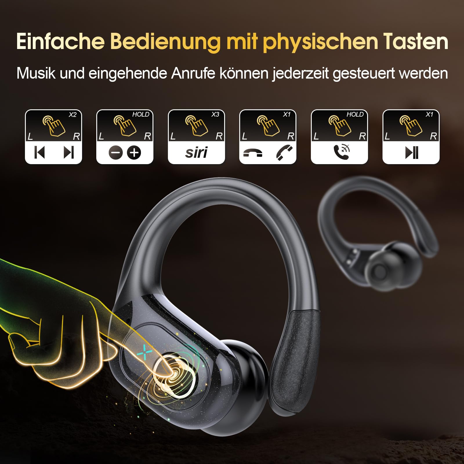 Cuffie Traduzione AI, Bluetooth 5.4 Traduttore Simultaneo Vocale in 164 lingue, 75 Ore Auricolari Traduttori Istantanei con 6 modalità di traduzione, Auricolare Design Aggancio all'Orecchio, Nero