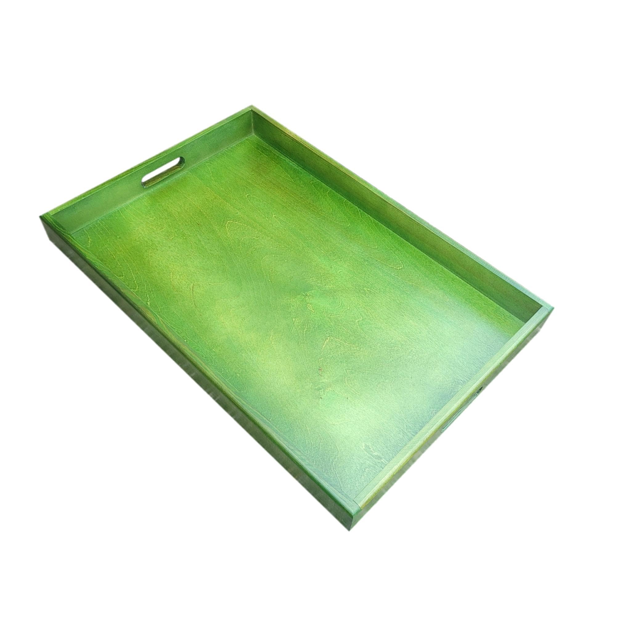Bandeja grande de madera, 60 x 40 x 6 cm, color marrón