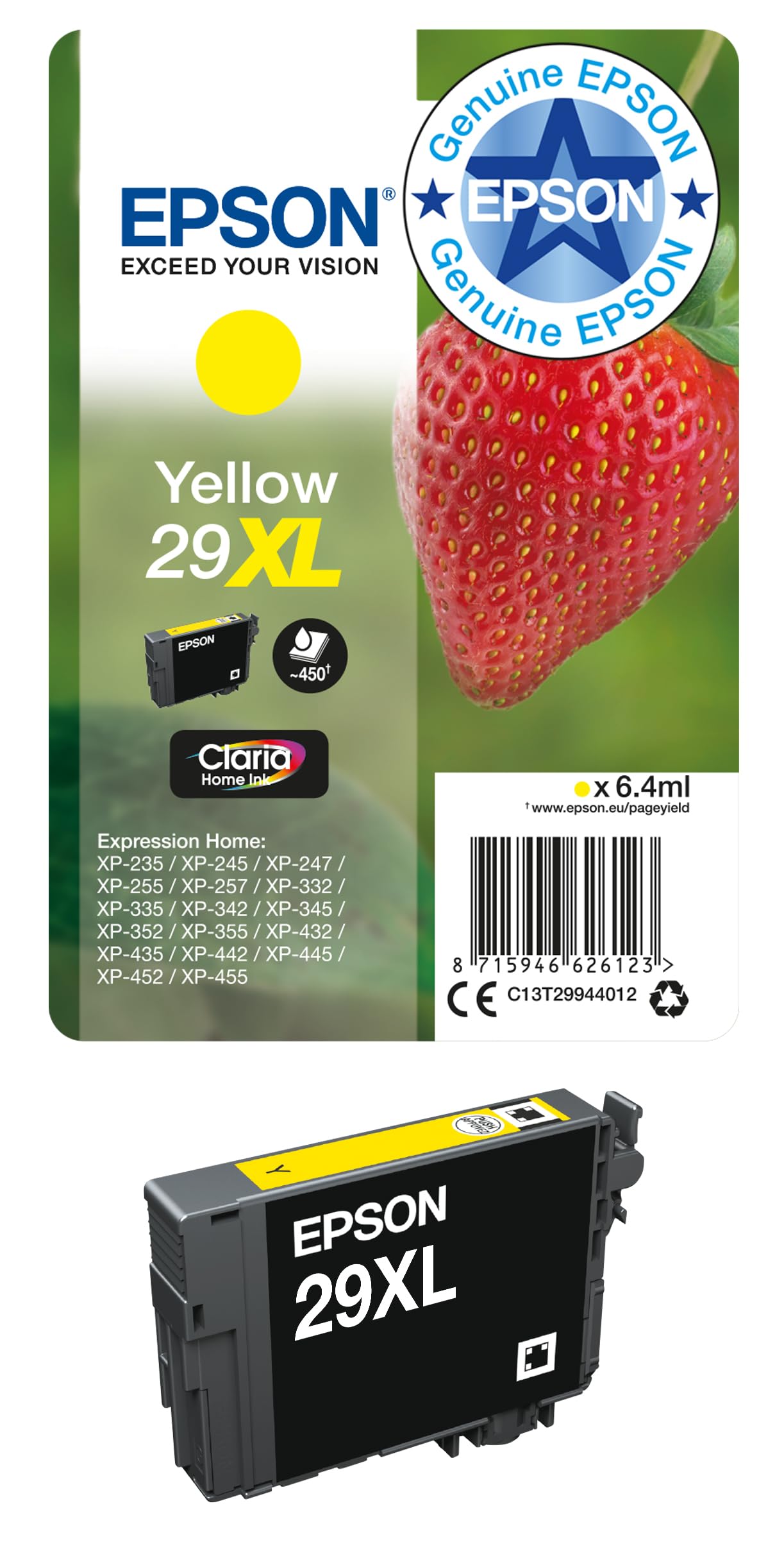 Epson 29XL InkJet Cartridge Strawberry High Yield Page Life 450pp
