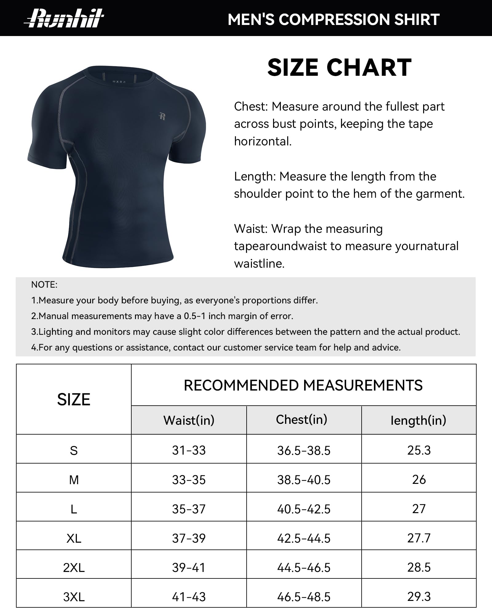 Runhit Camisetas de compresión de manga corta para hombre, secado rápido, camiseta de compresión para hombre, capa base de entrenamiento atlético