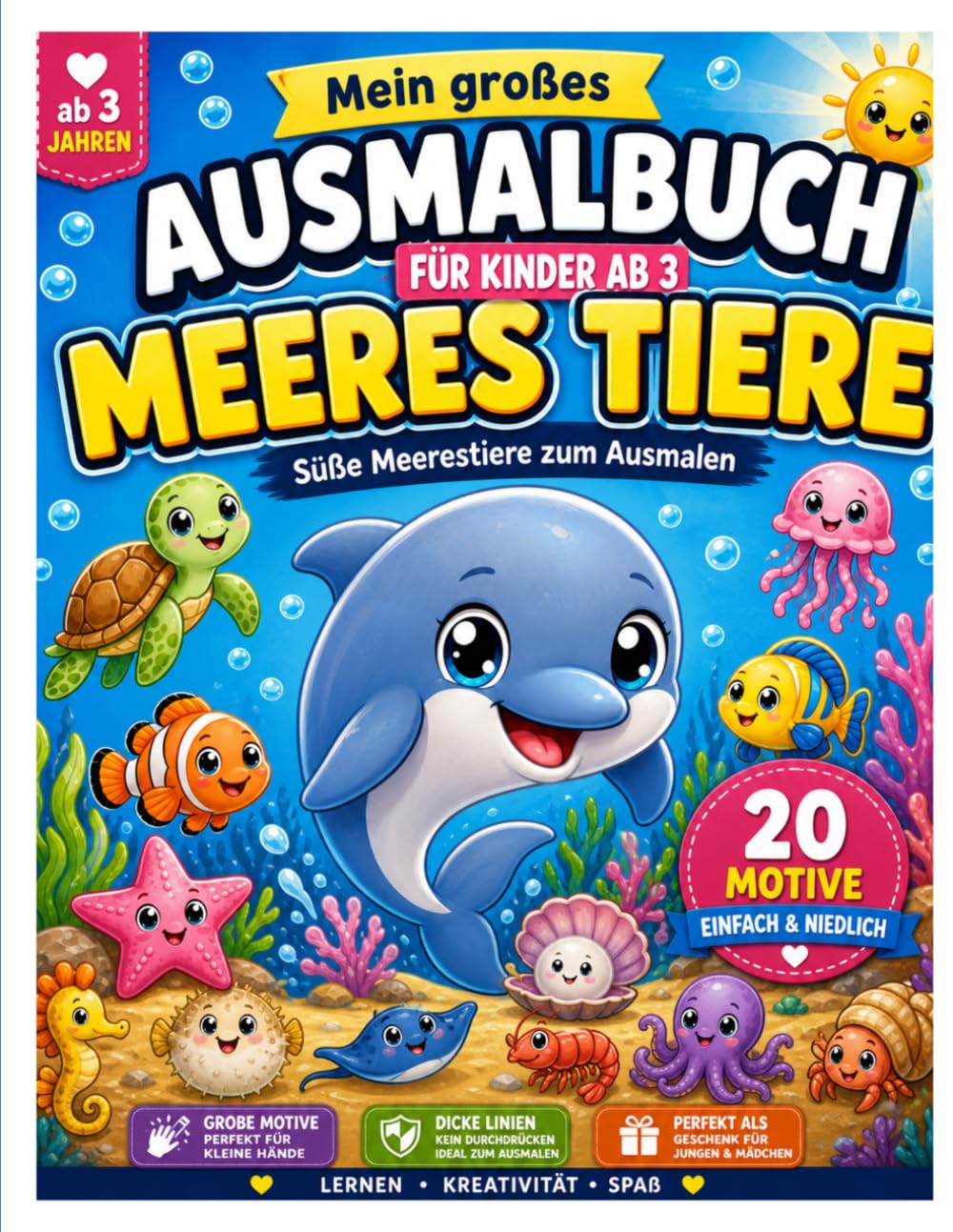 Mein großes Ausmalbuch Meerestiere: süße Meerestiere zum Ausmalen