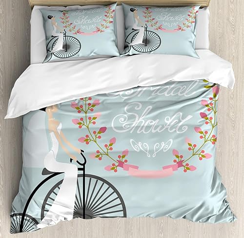Miniatura 27 de Ambesonne Jukebox Duvet Cover Set, Digital Retro Print Party Themed Old Antique Music Radio, Decorative 3 Piece Bedding Set with 2 Pillow Shams,