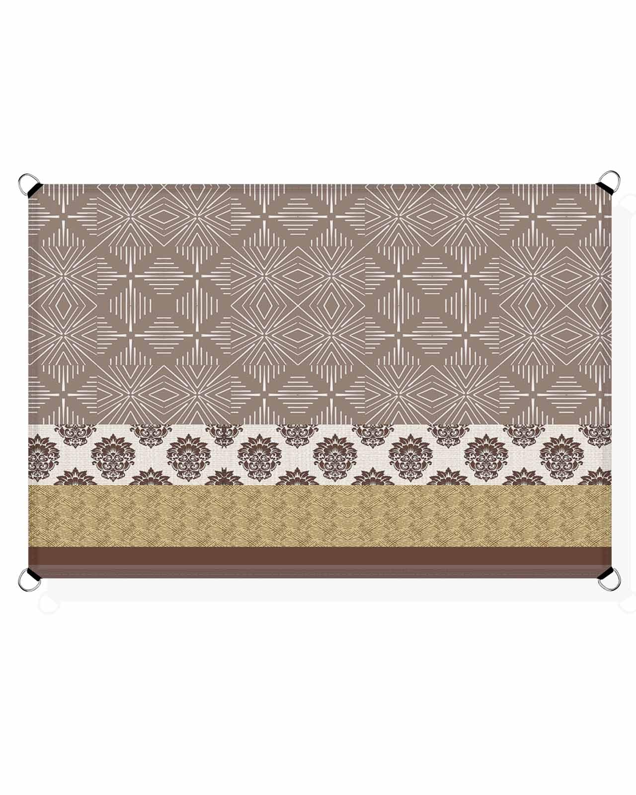 Brown Mandala Sun Shade Sail Waterproof Rectangle, UV Block Sail Shade Canopy Awning Outdoor Privacy Shade Cover for Patio Pergola Deck Backyard 12'x16' Boho Rustic Tribal Ethnic Bohemian Geometric