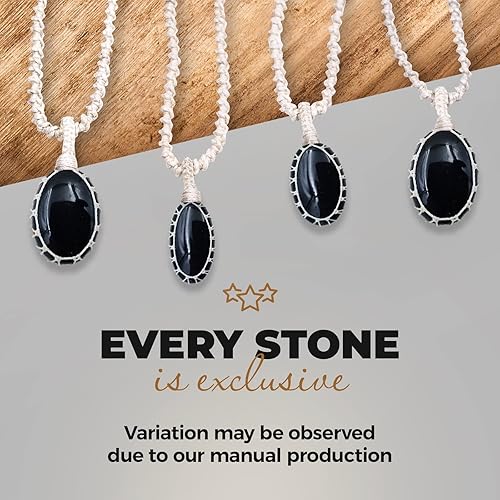 Vista 9 de Crystal Necklace with Stone Pendant - Amulet for Chakra Healing, Handmade Unisex Jewelry with Gift Bag, Handmade White Macrame Cord, Natural