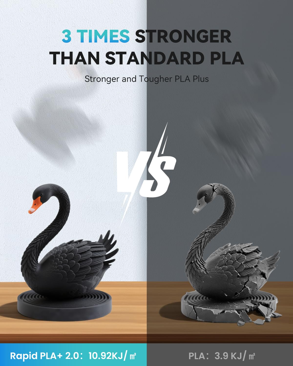 SUNLU PLA Plus 2.0 Schnelles 3D Drucker Filament 1.75mm, Upgrade PLA+ Filament für Schnelldruck (50-600mm/s), Höhere Zähigkeit & Schichthaftung, ±0.02mm Präzision, 1kg Spule (Schwarz)