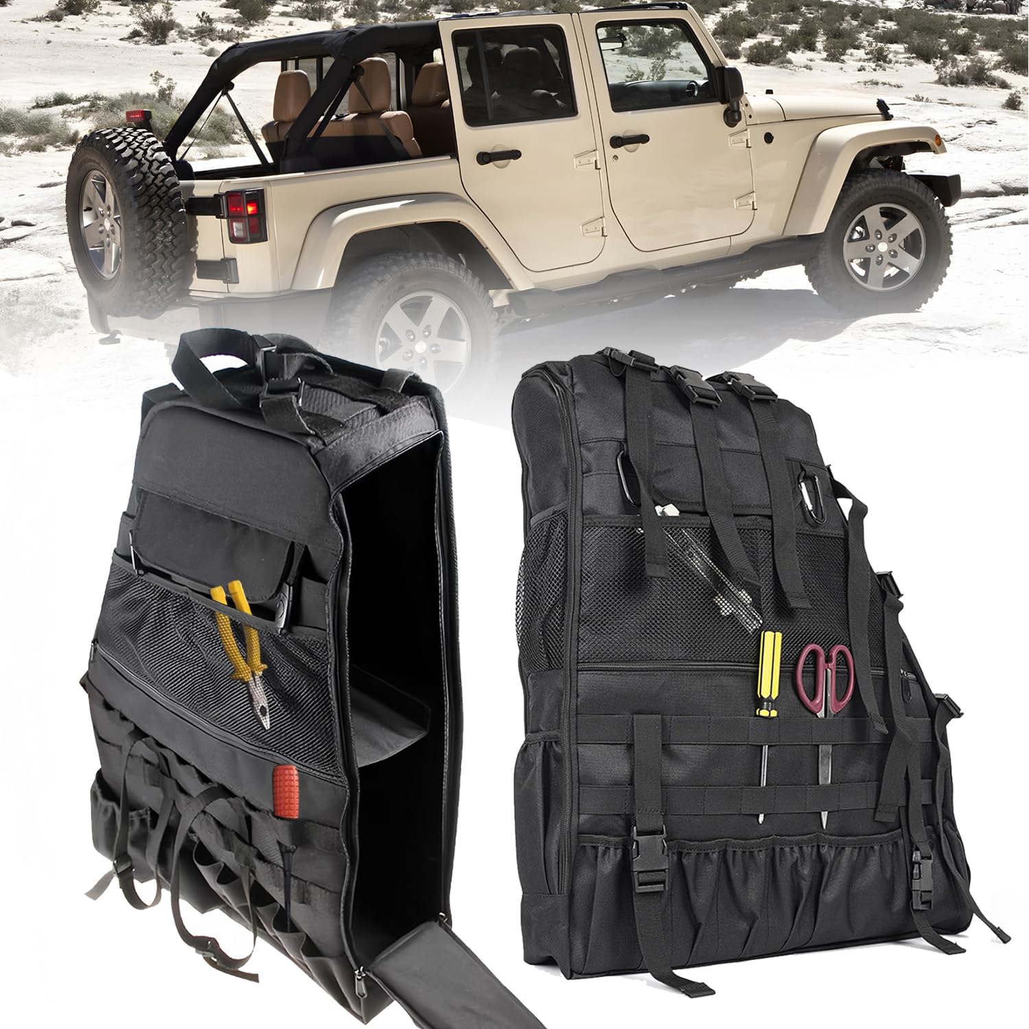 Überrollbügel-Aufbewahrungstasche für Jeep Wrangler JK TJ LJ 4-Türer 1997–2024, Multi-Pocket-Cargo-Tasche für Jeep Wrangler, wasserdicht, Wandern, Camping, Organizer, Aufbewahrungstasche für