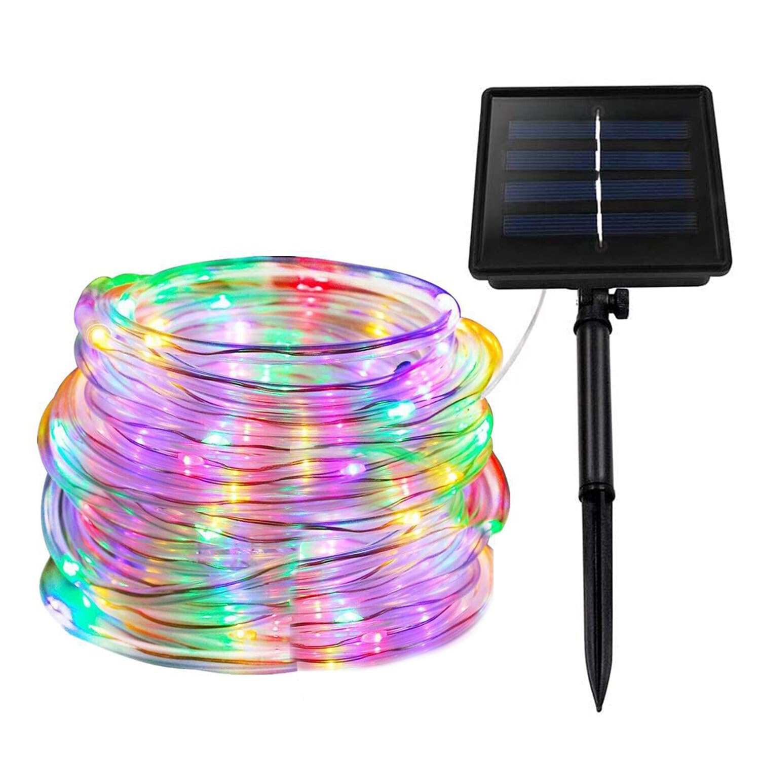 GQL Solar Powered LED Rope Lights Waterproof Lawn Garden Outdoor Patio Decking Strip Light (10m (100LEDs) + 2m Lead Cable, Multicolor (red/Yellow/Blue/Green)) โ image 1