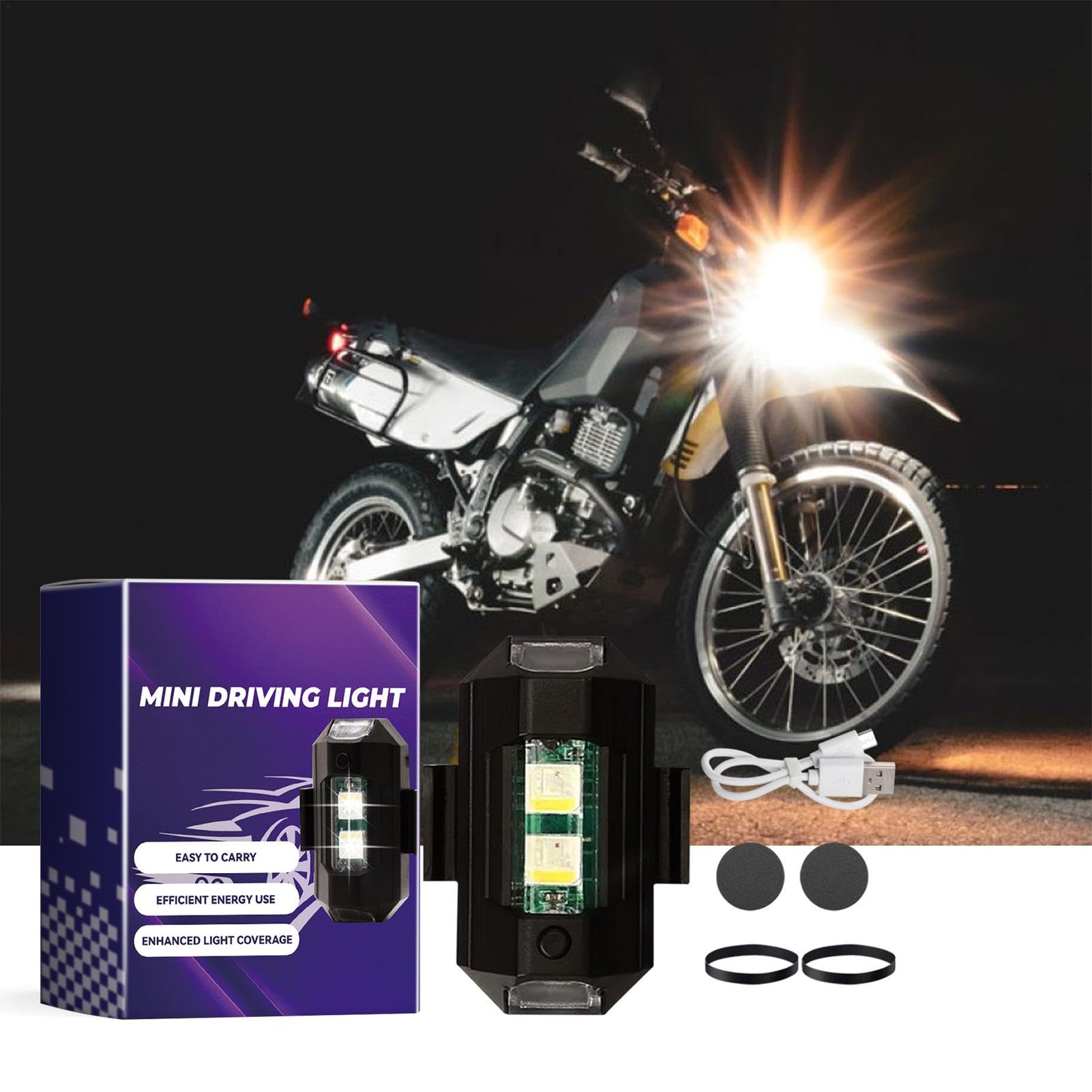 lampe LED pour moto, lampe rechargeable pour moto | Projecteur de pare-chocs de lumière de calandre LED pour moto,Lampe de nuit haute luminosité pour les déplacements domicile-travail et l'a