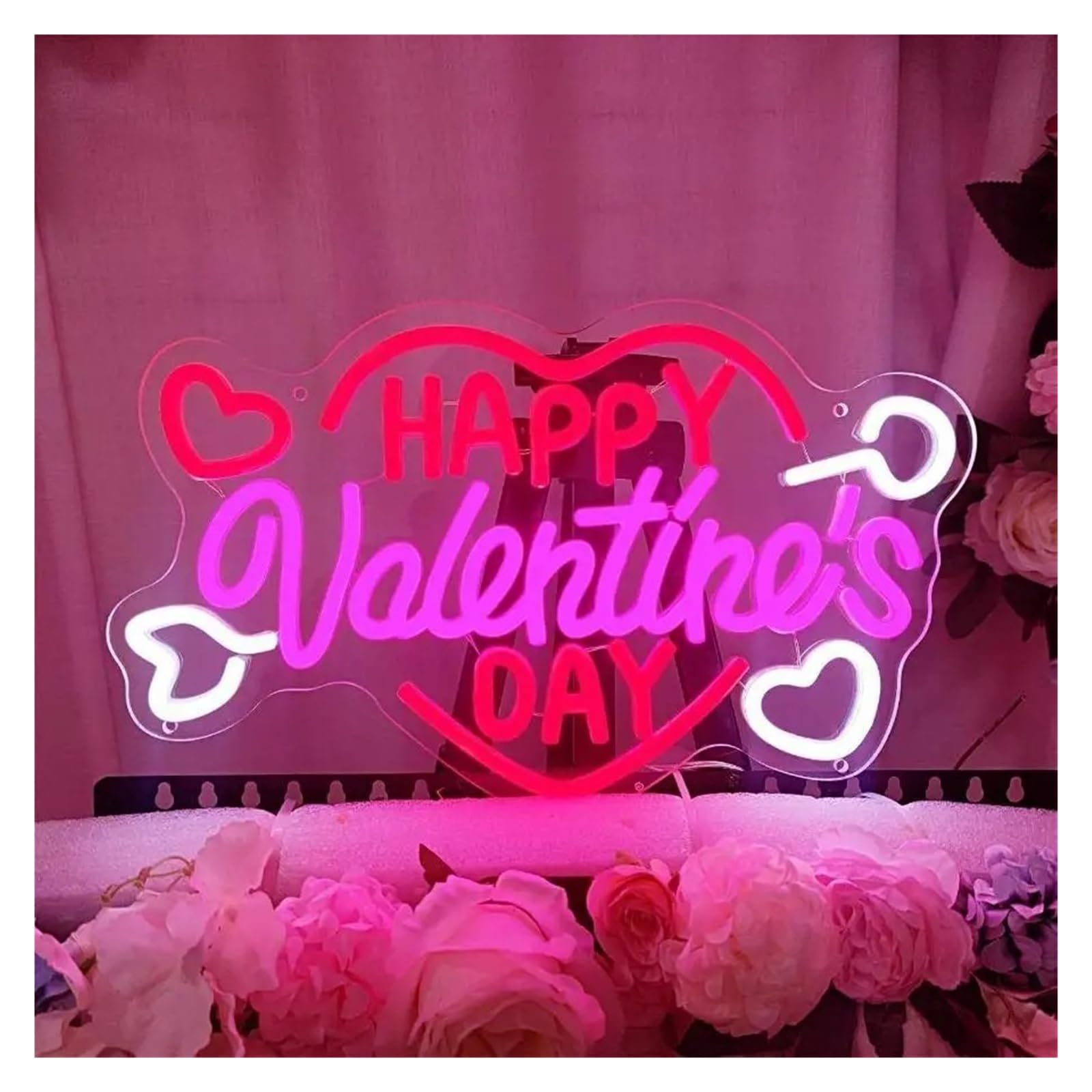 Hängende Kunst-Leuchtreklamen Happy Valentine's Day Neonlichtschild, USB-dimmbare Wanddekoration für Schlafzimmer, Spielzimmer, Wohnzimmer, Party 14.96x9.65in