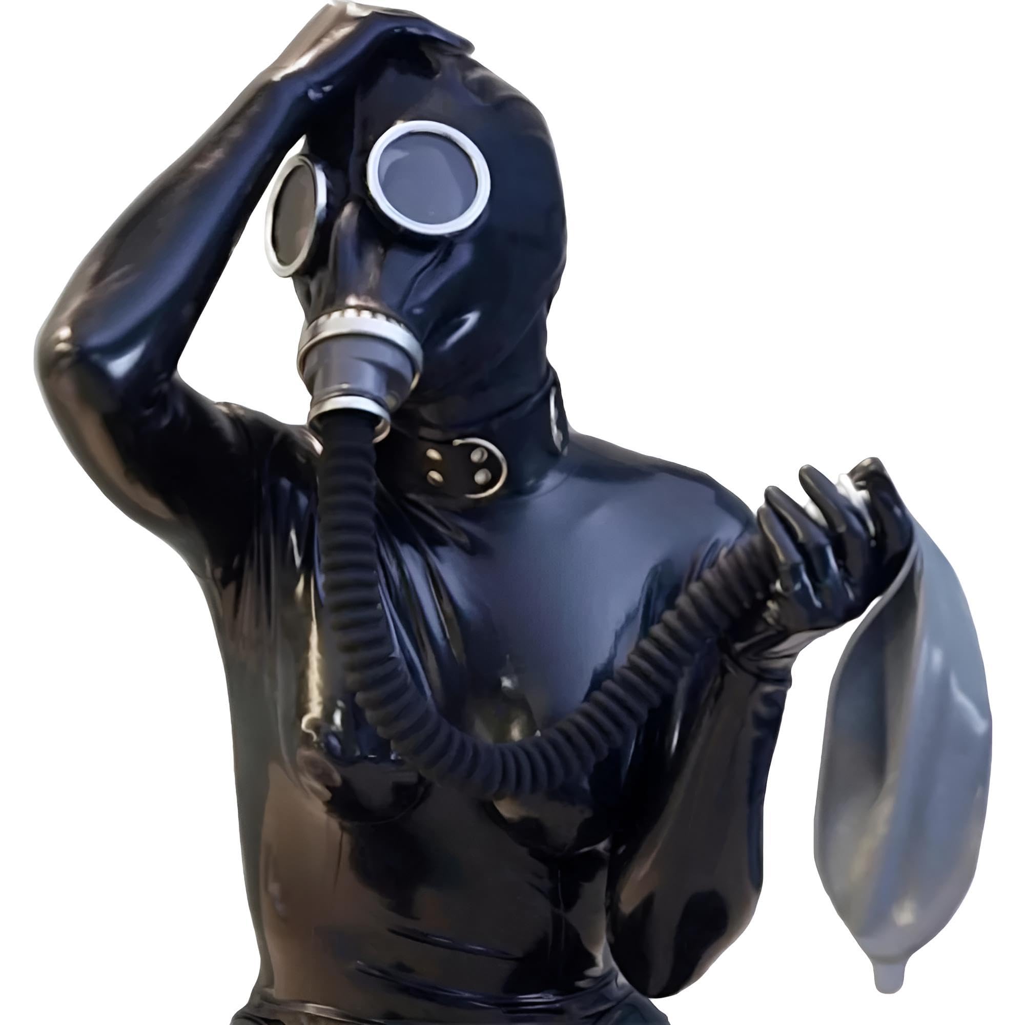 Latex Cosplay Gasmaske,Vollgesichts Steampunk Latex Maske | 100% Natürlicher Gummi Maske,Handgefertigte Schwarze Latex Masken,Gummi Halloween Maskerade Kostüme Clubwear
