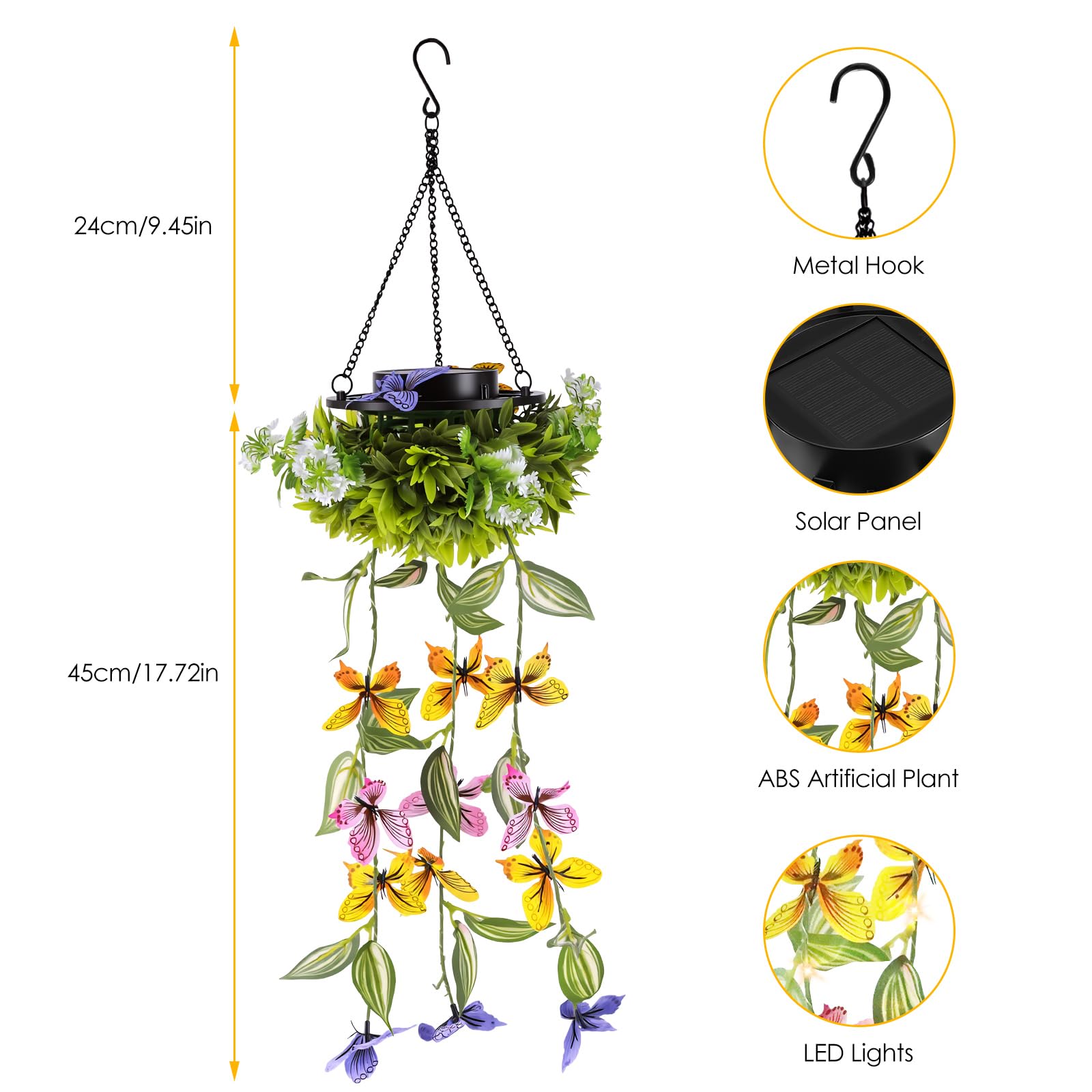 DEECOZY Schmetterling Solarlampen,2PCS Solarlampen Für Außen Garten Für Außen Garten Balkon Deko,Solar Windspiele, Solarlampen Für Außen Hängend,Gartendeko Für Draußen Wetterfest Für Frauen Mama Oma