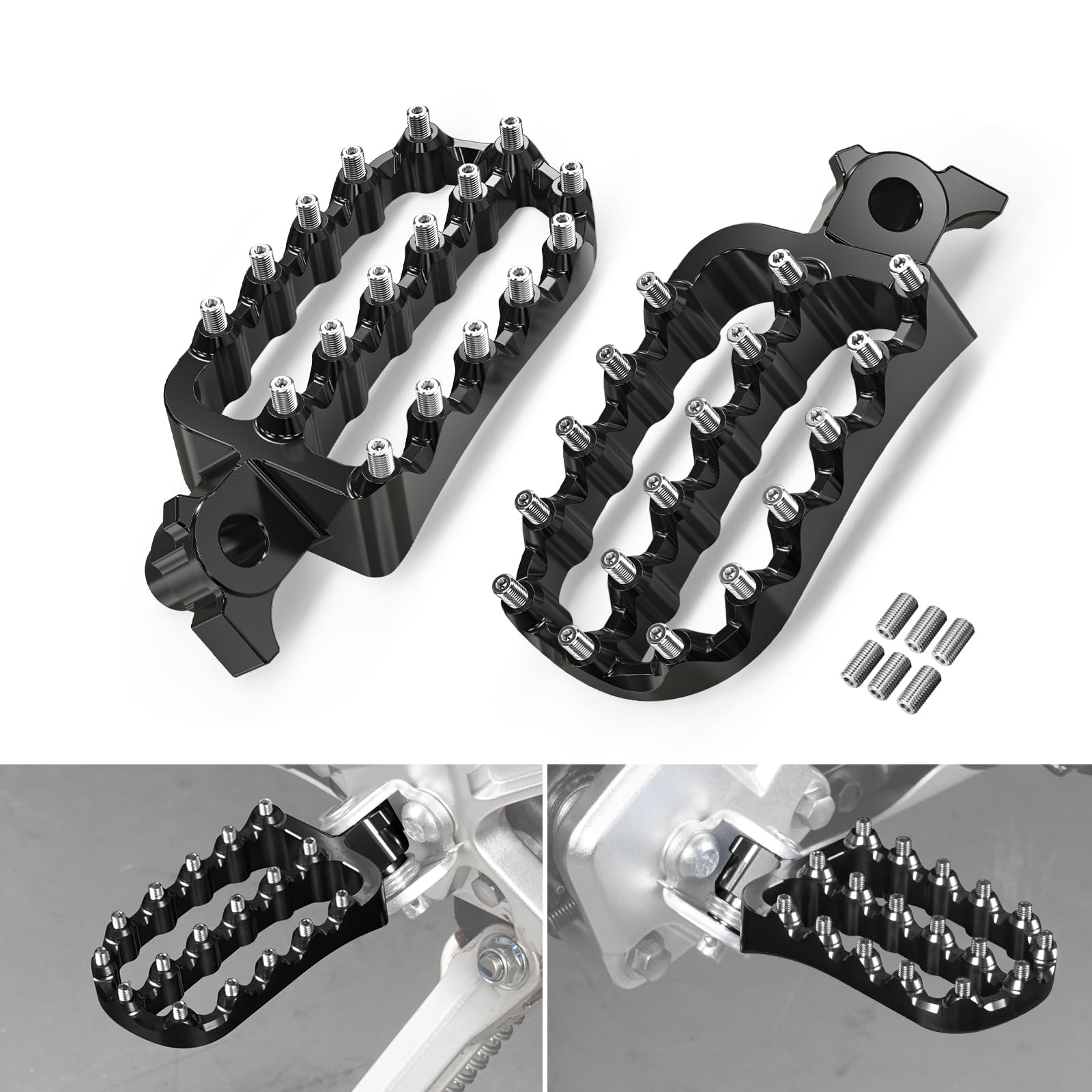 NICECNC Reposapiés Ancho | Compatible with Yamaha Tenere700 XTZ 700 2019-2024, Estribo Alargado Alargado 6061 Aluminio, Negro