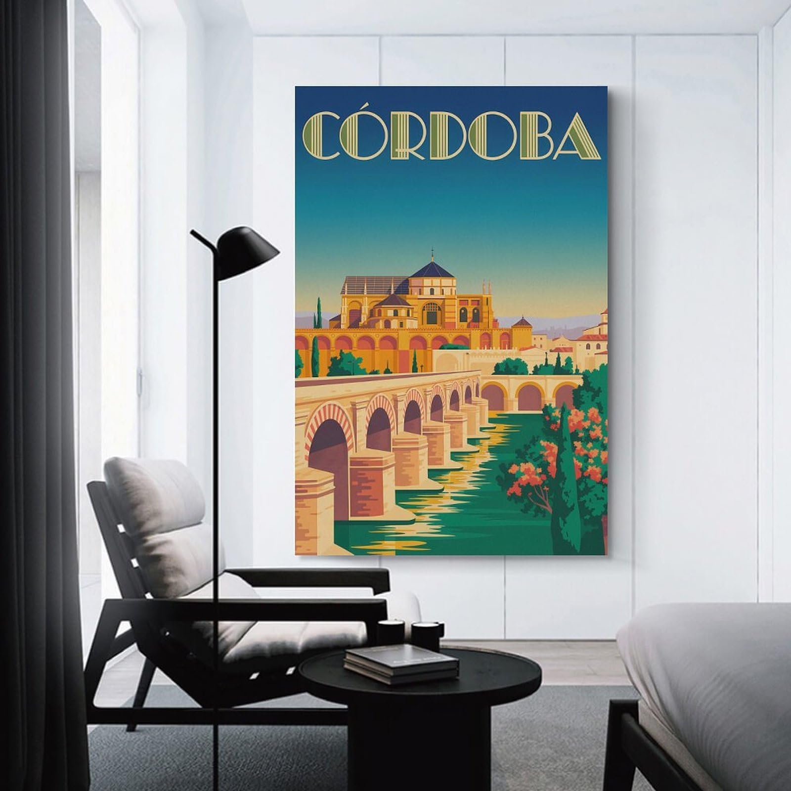 Junmoney Cordoba Vintage Travel Canvas Wall Decor 24x36inch(60x90cm), for Lounge, Bedroom Or Personal Spaces, A Wall Art Gift for Fresh Interiors