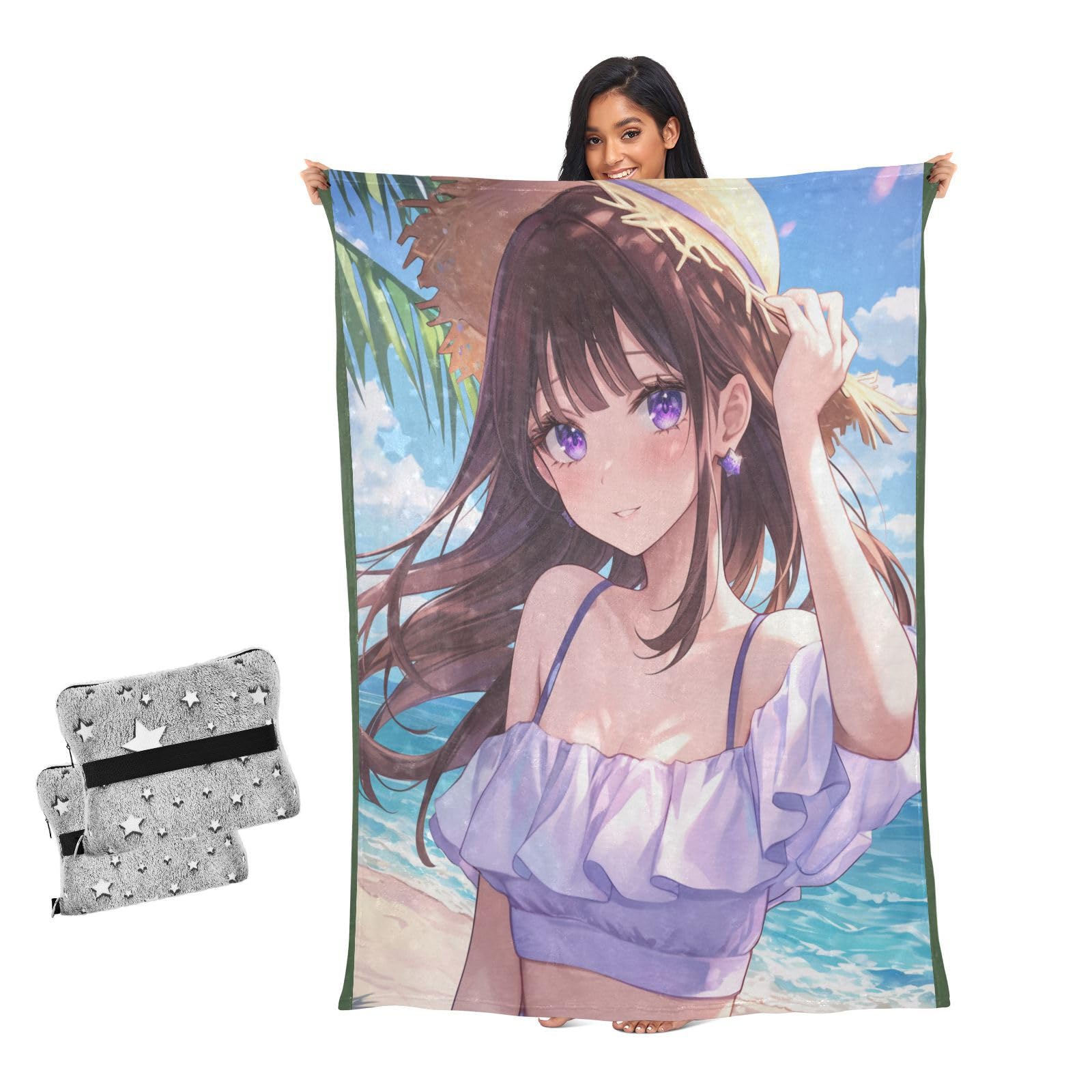 Manta para sofa de anime purpura suave y ligera para salon