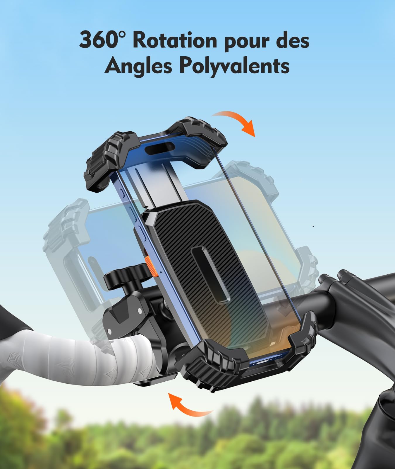 Support Téléphone Vélo EOIWUY - Bras Acier Inox, 360° Rotation | Compatible 4.7-6.8 Pouces