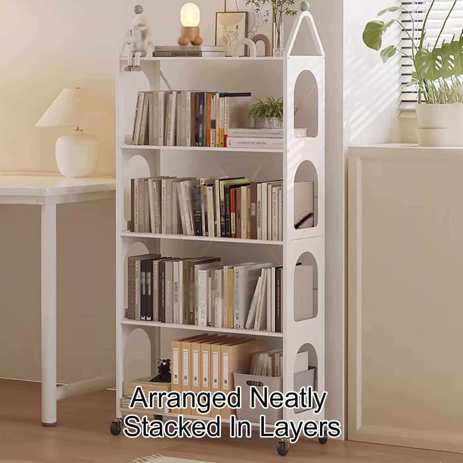Étagère À roulettes 5 Niveaux en Acier, Rayonnage Freestanding Étroit Heavy Duty pour Cuisine Bureau Chambre Garage(Black,19.6in/50cm)