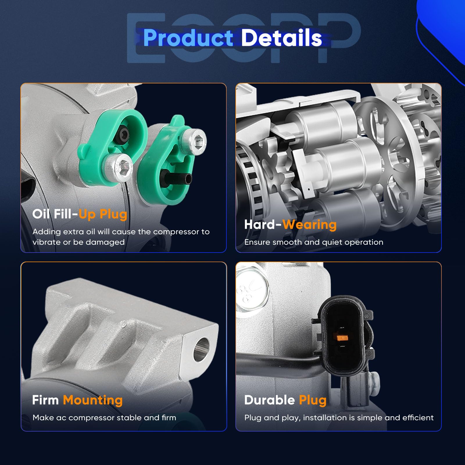 ECCPP A/C Compressor with Clutch 2017-2018 Fit for Hyundai Elantra 1.6L 2014-2019 Fit for Kia Soul 1.6L AC Compressor