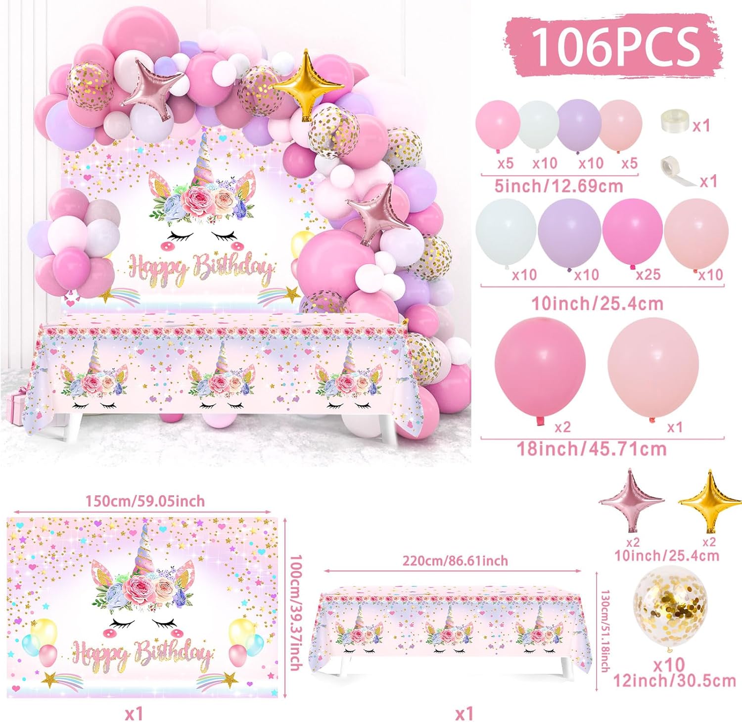 Netnology 118pcs Pink Unicorn Birthday Decorations for Girls image 2