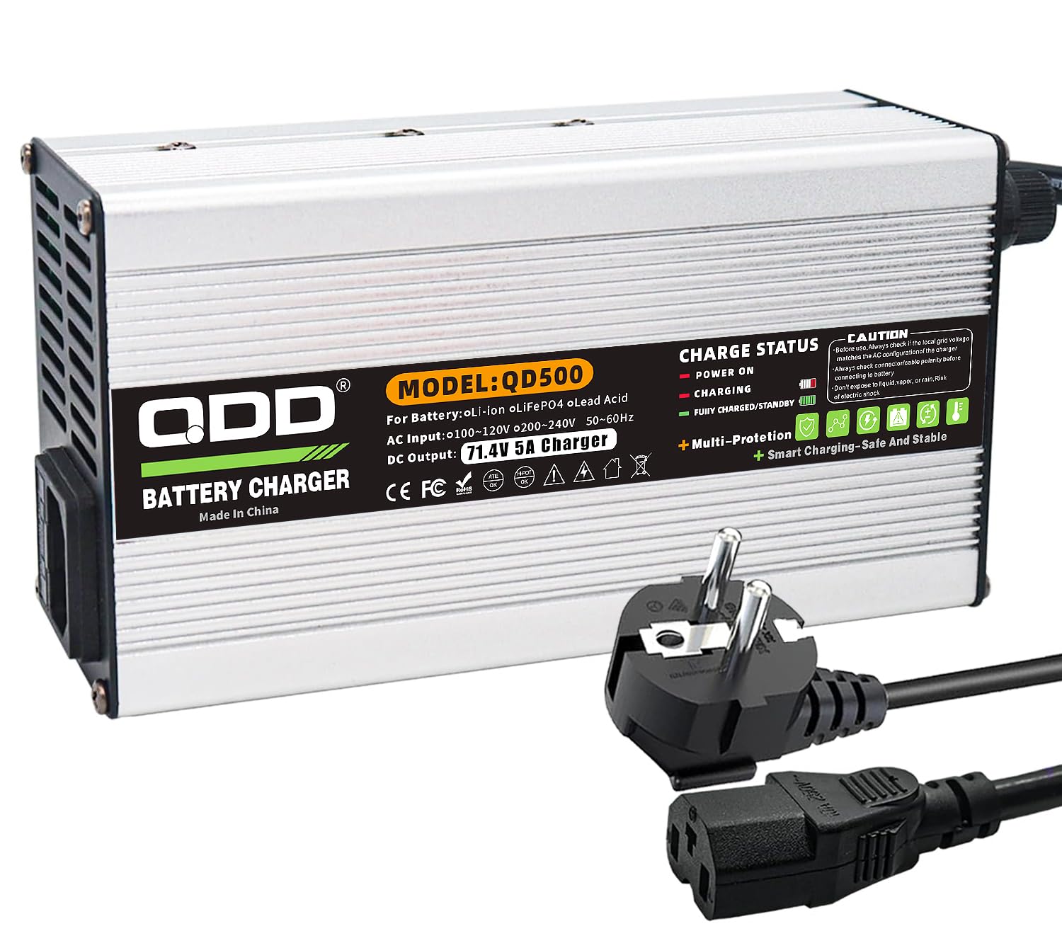 Caricabatteria intelligente agli ioni di lio 71.4V 2A utilizzato per custodia in alluminio 17S 62.9V con ventola  44