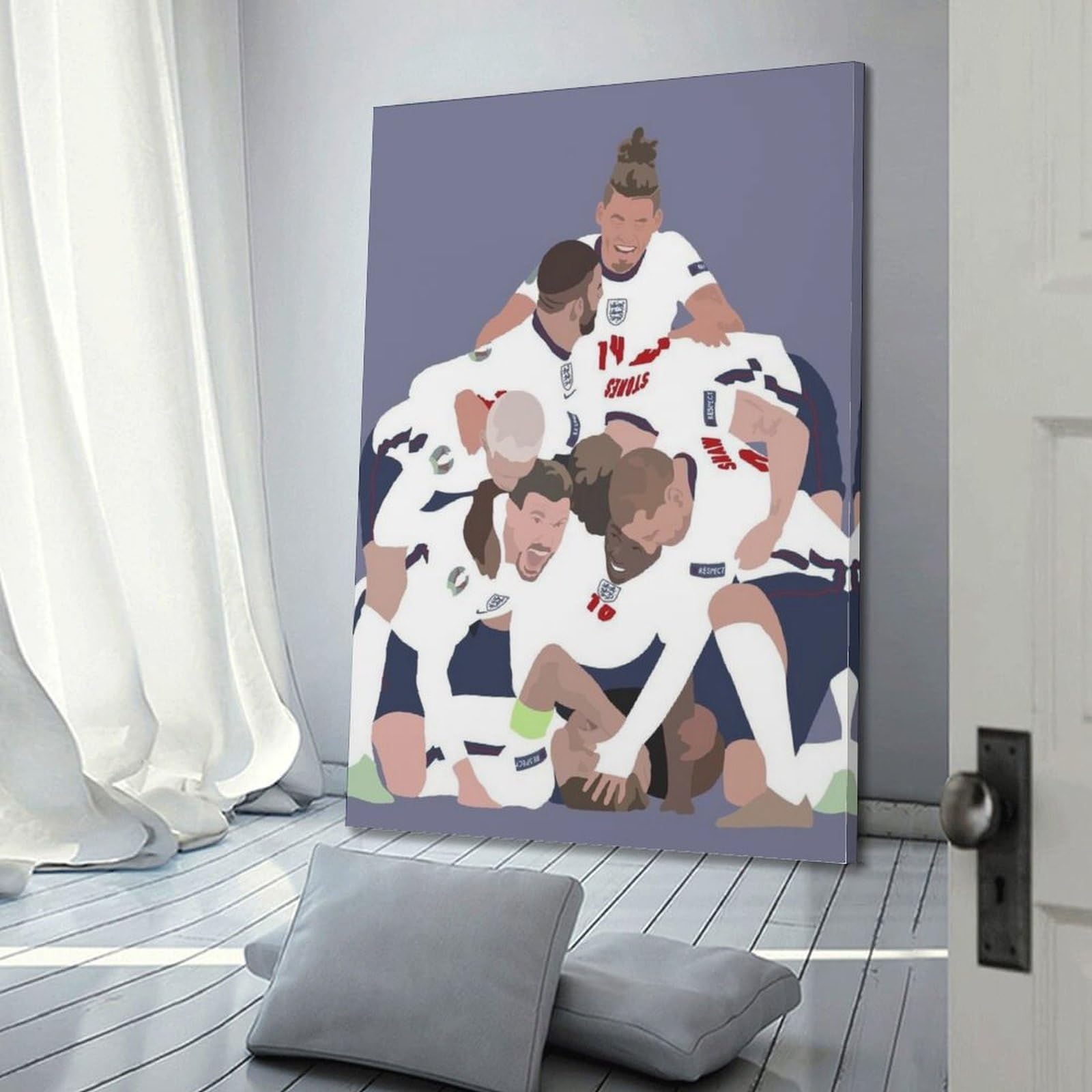 DLJGDS Poster da parete su tela con motivo sportivo a cartoni animati, motivo: giocatori della squadra inglese che festeggiano la festa della squadra inglese, poster decorativo moderno per la camera