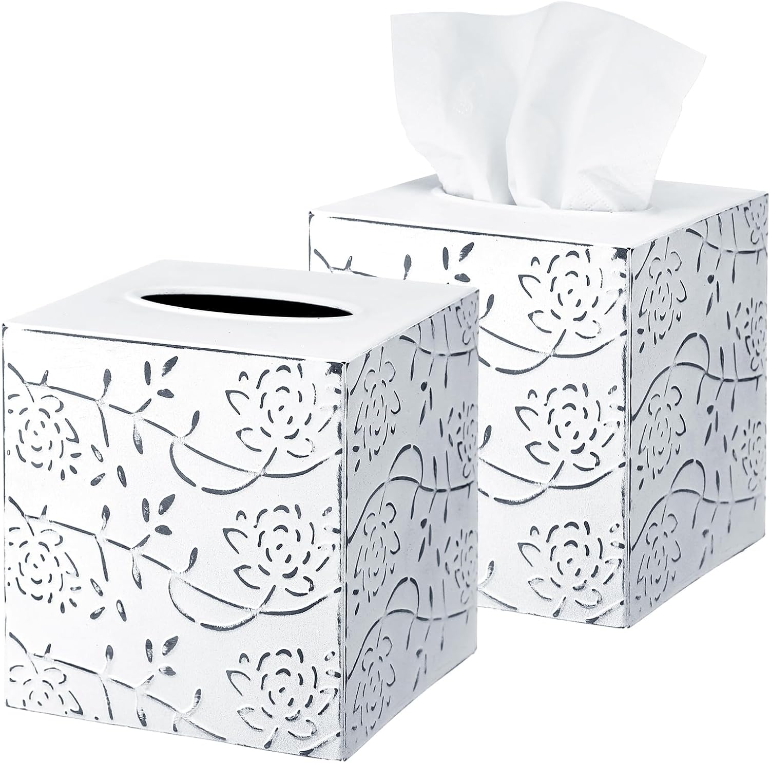 Tioncy 2 Pcs Farmhouse Metal Tissue Box Covers for Bathroom and Home