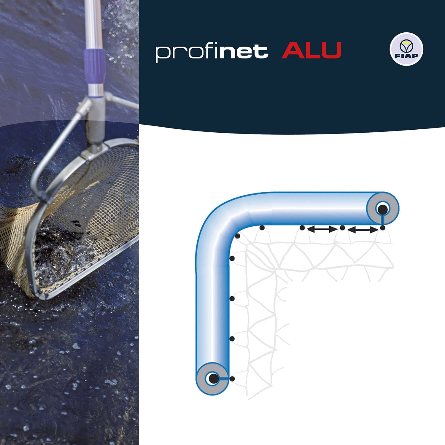 FIAP profinet ALU 600 MW: 20 mm - Maschenweite 20 mm - Profi - Fischkescher - Material Aluminium - Kescher - Teichkescher - Reinigung - Fischzucht - Aquakultur - Teichwirtschaft - ohne Kescherstiel