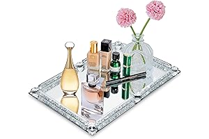 Mirror Crystal Perfume Tray, Crushed Diamond Filled Vanity Tray