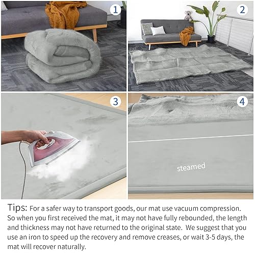 Miniatura 41 de Tapete de juego para bebé, tapete de espuma viscoelástica de 1.3 pulgadas de grosor, terciopelo coral suave, antideslizante, extragrande, tapete