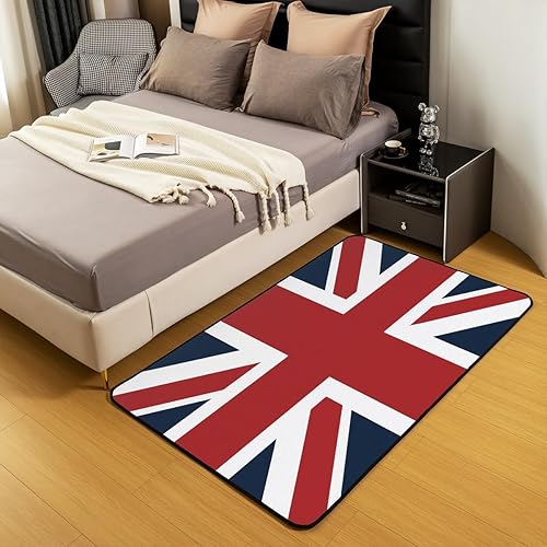 Miniatura 5 de jejeloiu The Union Flag - Alfombra de 5 x 7 pulgadas, diseño de bandera británica, tapete reversible con estampado cuadrado para interiores,