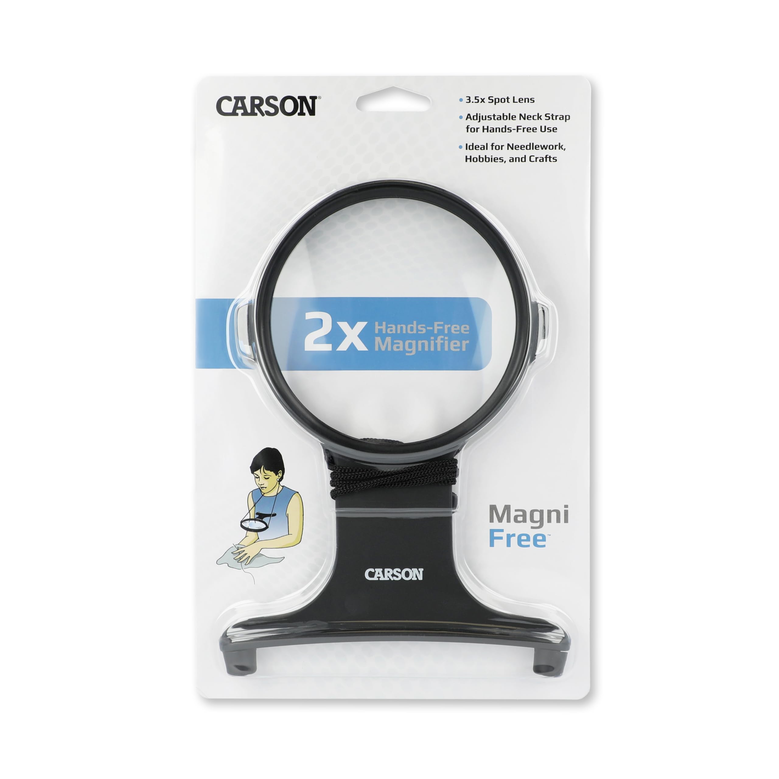 Carson MagniFree loupe à mains libres, grossissement de 2x, avec une petite lentille incorporée, grossissement de 3,5x (HF-25)