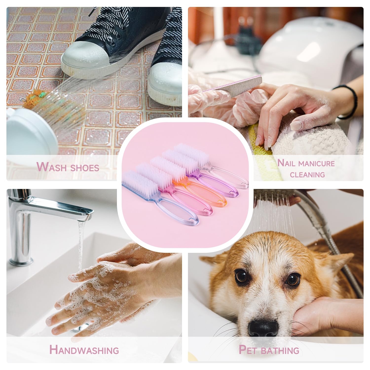Confezione Da 5 Spazzole Per Unghie Con Manico Lungo, Spazzole Per Unghie Professionali, Spazzole Per Unghie Con Manico, Adatte Per La Pulizia Delle Mani E Delle Unghie Dei Piedi