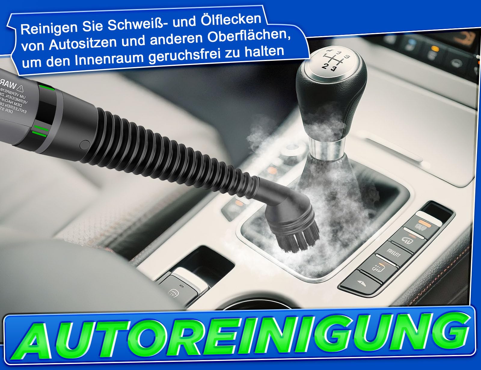 Dampfreiniger, Hochdruck-Heißdampf für schwer zugängliche Stellen Fugen, 100% chemiefrei, Dampfreiniger Handgerät für Küche, Autowäsche im Freien und vielseitige Oberflächenreinigung im Haushalt, Blau