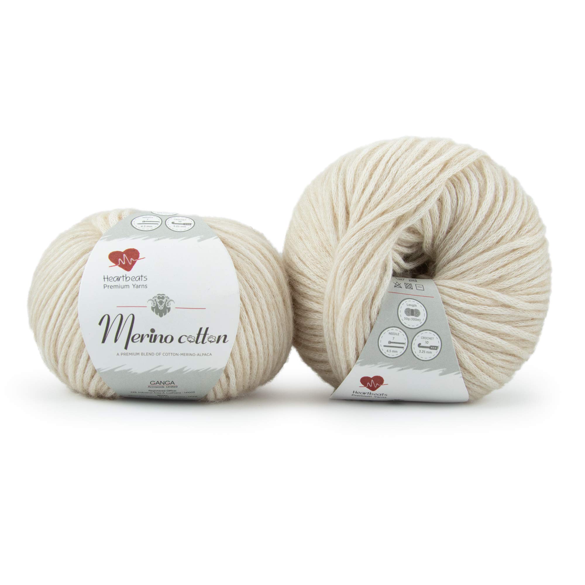 Merino Cotton Yarn - 2 Balls (50gm) -2 Merino Cotton Yarn - 2 Balls (50gm) -2