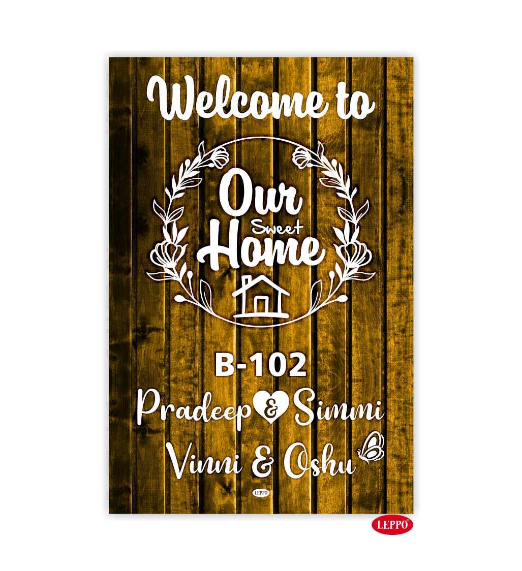 LEPPO Customized Wooden Name Plate Welcome To Our Sweet Home for Entrance Door