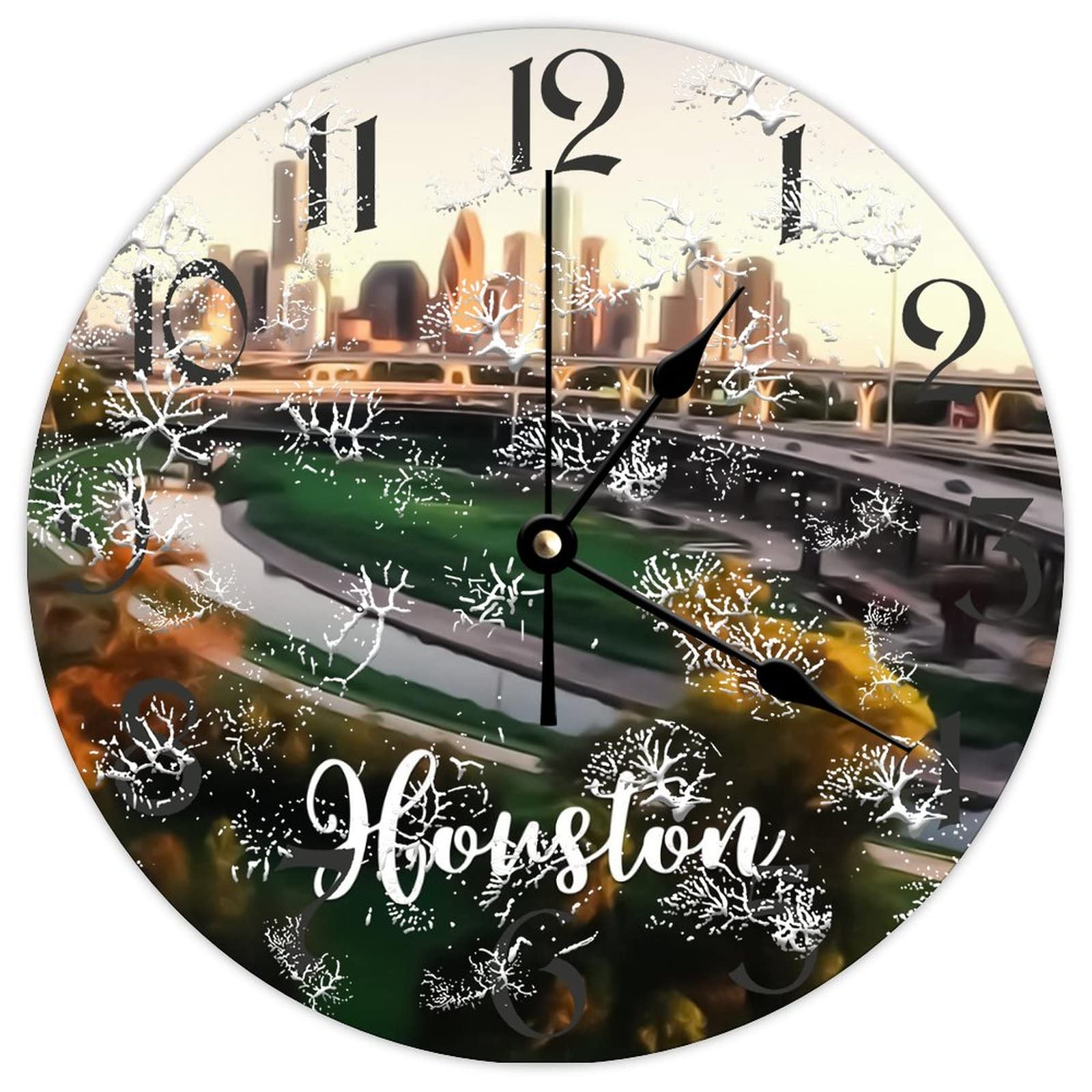 Horloge murale ronde en bois rétro 38 cm pendule silencieuse sans tic-tac
