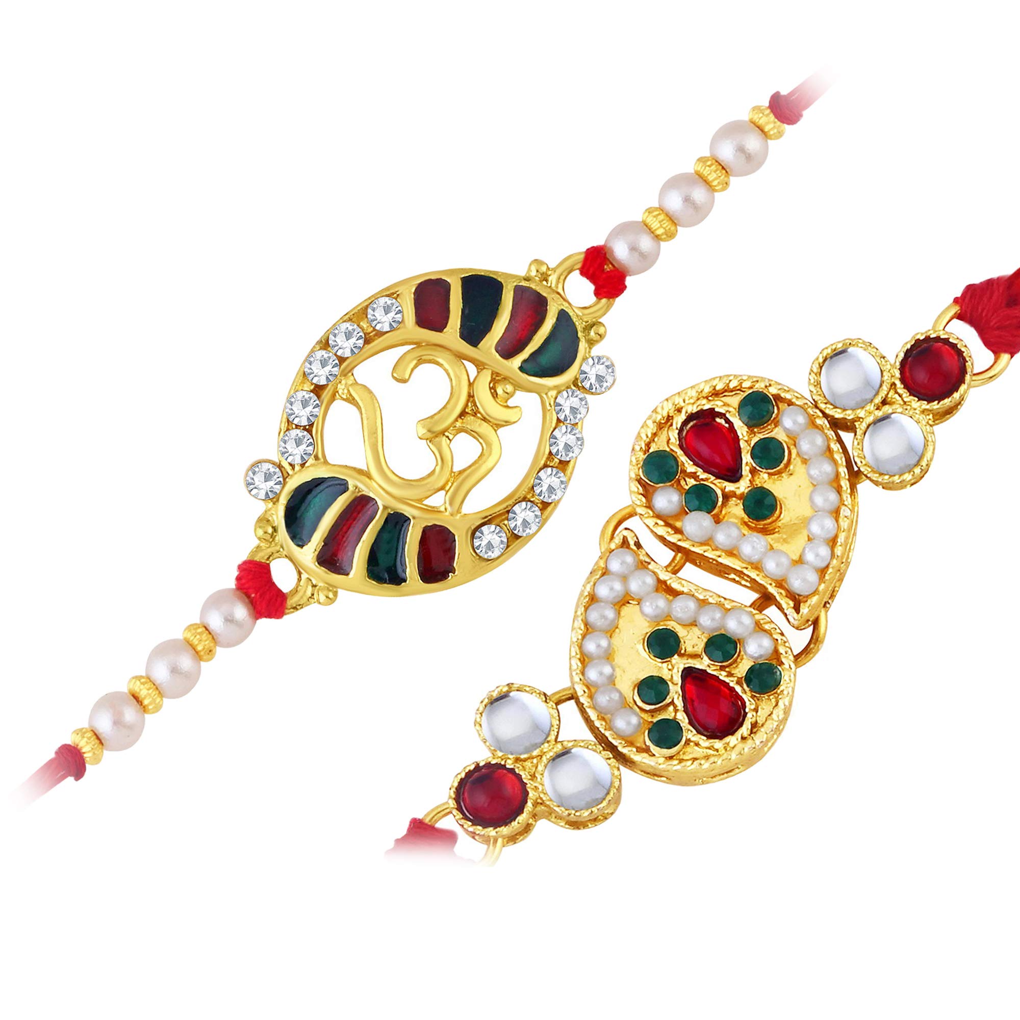 Sukkhi Rakhi Soothing Kundan Rakhi Combo & Designer Gold Plated Premium Rakhi for Brother, Roli Chawal & Greeting Card|Rakhi for Bhaiya|Rakhi for MEN|Kundan Rakhi|Rakhi Combo-Set of 2 |CB73464) (B07FL6WY6Z) Amazon Price History, Amazon Price Tracker