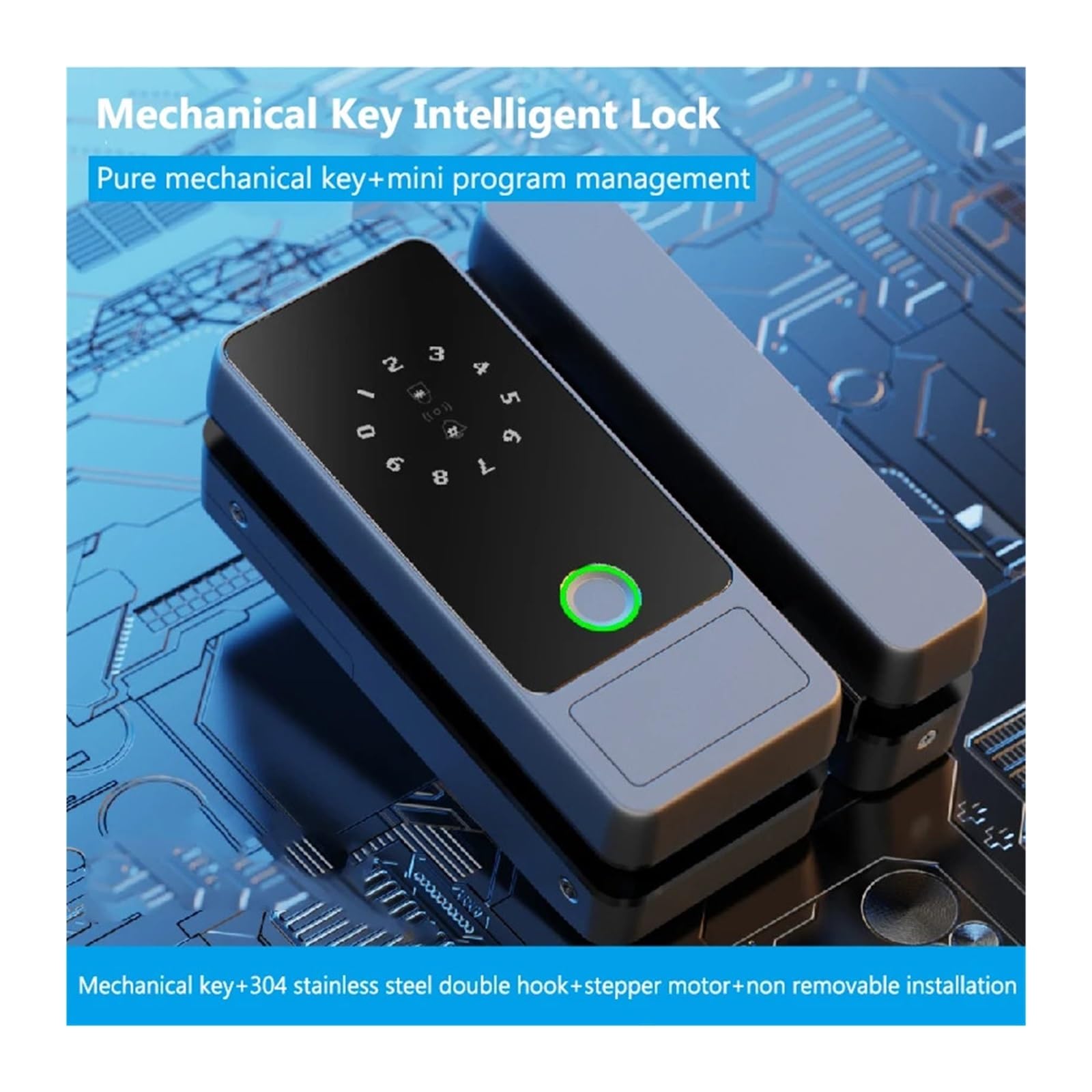 Inteligentny zamek, Bluetooth Inteligentny zamek do szklanych drzwi Odcisk palca Elektroniczny cyfrowy Karta IC Hasło klucza