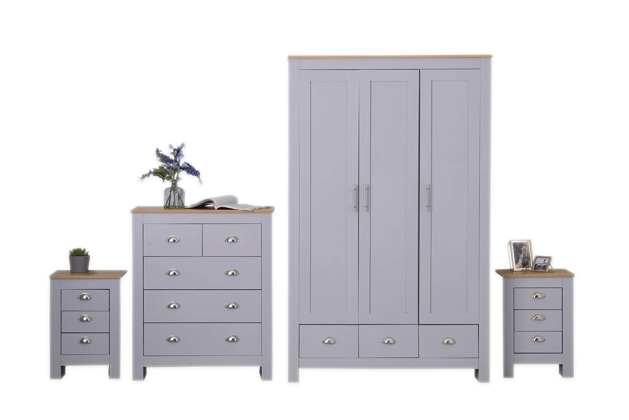 Furnituremaxi 4 Pieces Wardrobe Set in Grey
