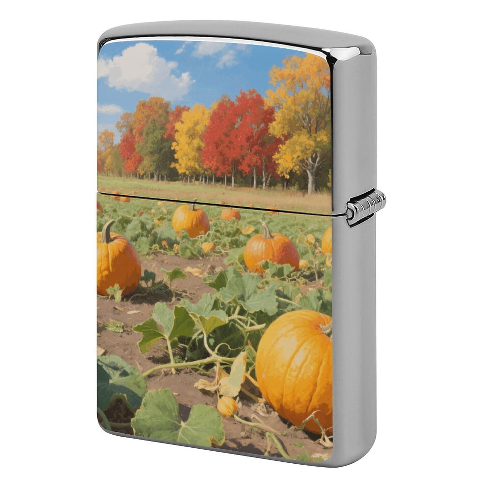 Fall Pumpkin Patch Lighter Case Cover Vintage Metal Lighter Sleeve Reusable Lighter Protective Cover Decorative Lighter Holder Birthday Gifts for Men Women