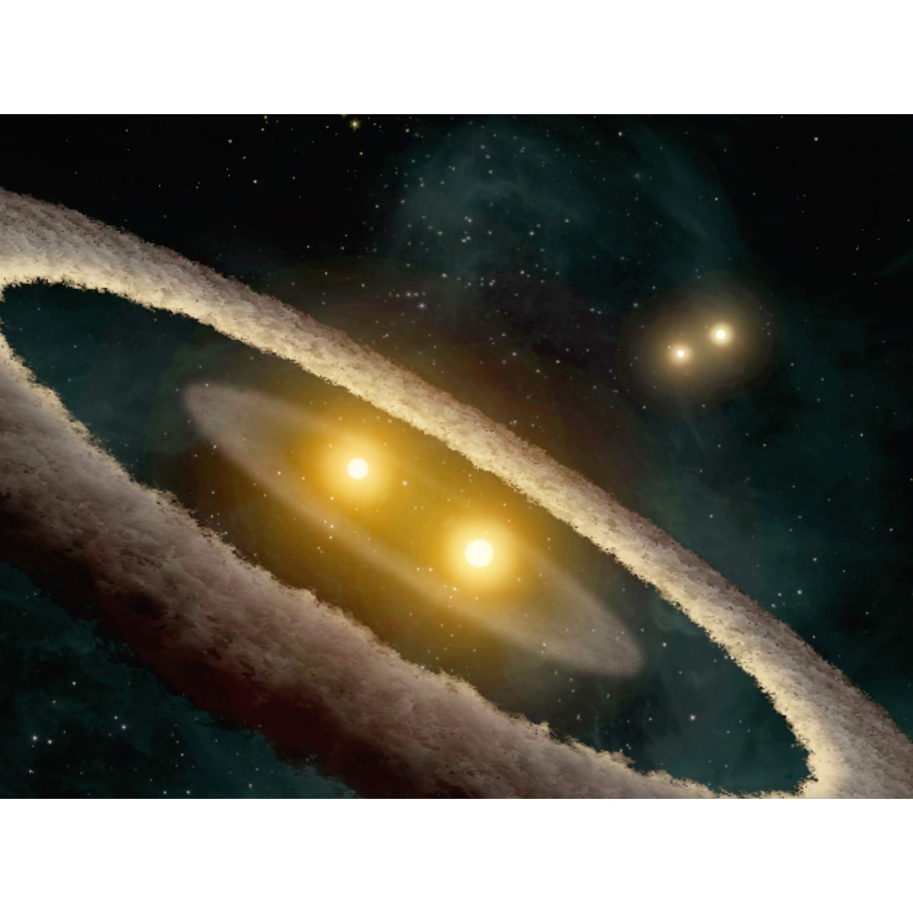 Space NASA HD98800 Binary Star System Illustration Premium Wall Art Canvas Print 18X24 Inch