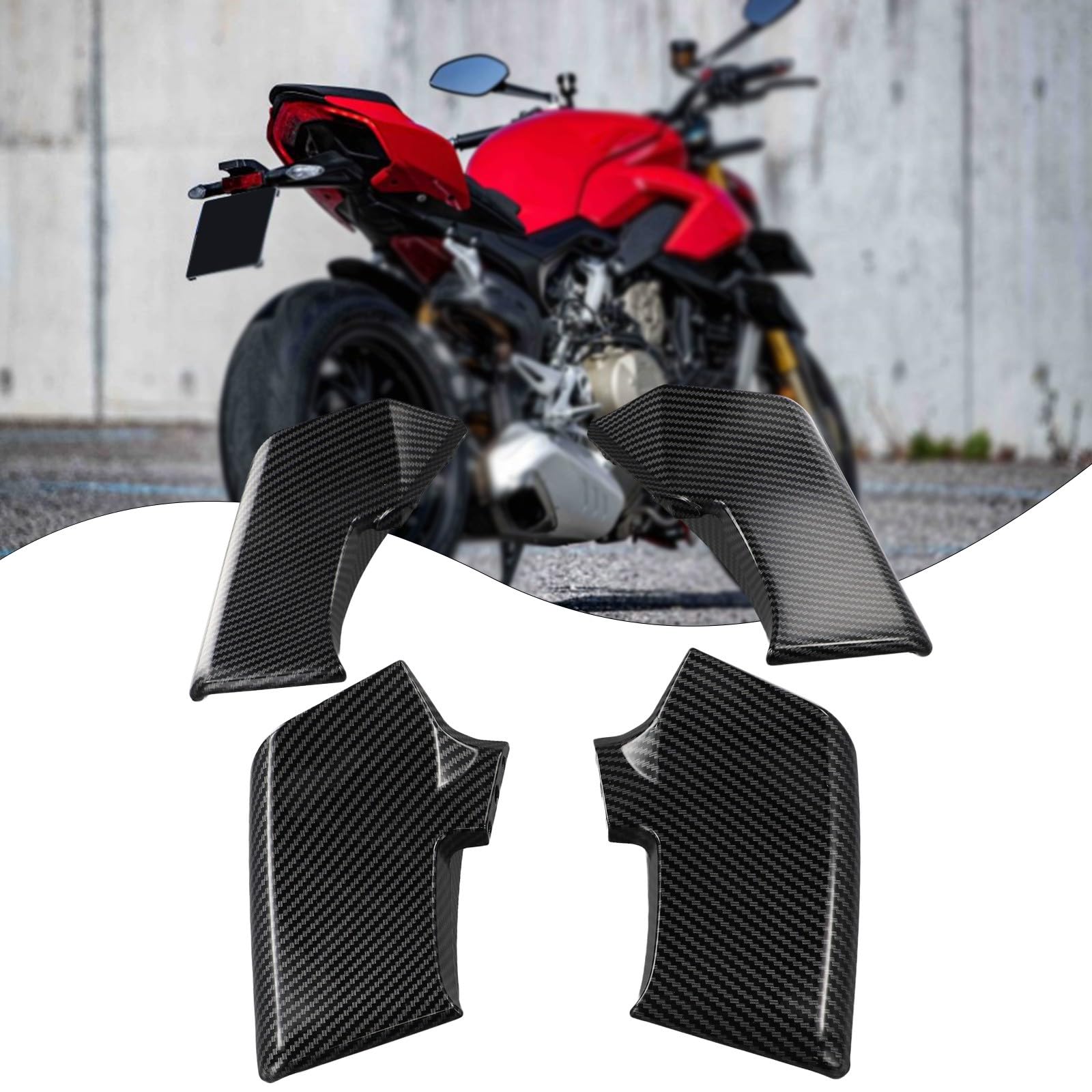 Carbon Fiber Spoiler Winglets for Ducati Streetfighter V4, V4S, V4SP (2020–2023) and V2 (2022–2023) — ABS Body Kit Replacement