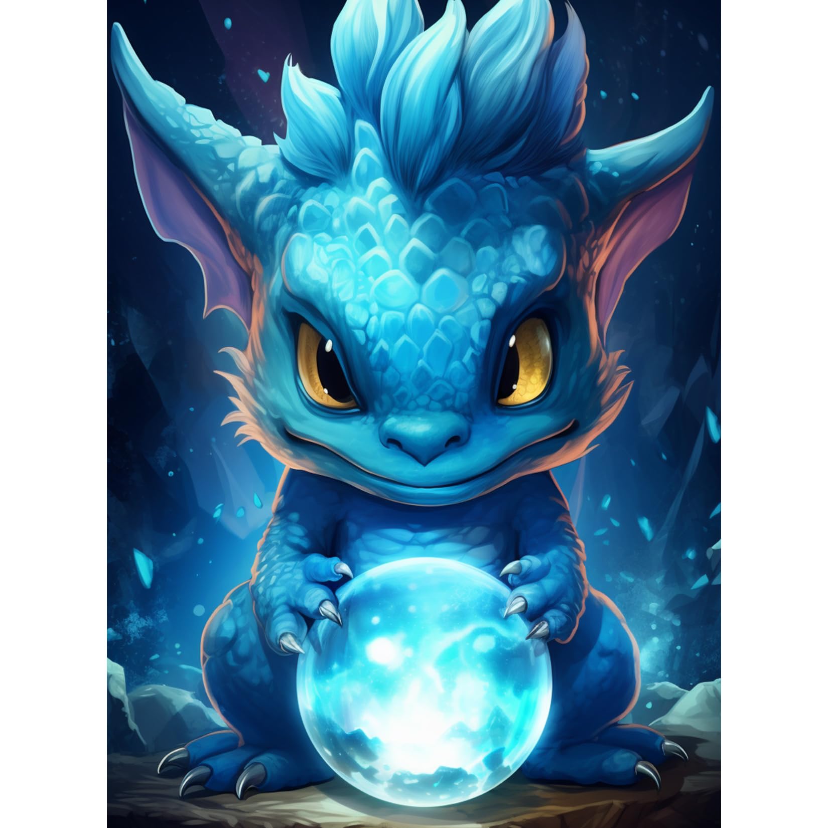DIUJHUUY 5D Diamond Painting Kits,Digital Drawing Kits,Diamond Art Accessories,DIY Arts Craft Supply for Adults, Children's Beginners, Home Wall Decoration Gifts - Cartoon (Animated Dragon)