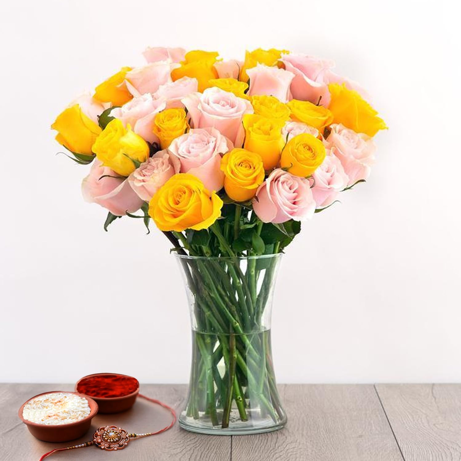 EG2i 15 Pick Roses and 15 Yellow roses with Rakhi Love for rakhi gifts, gifts for brother, gifts for sister (Bunch of 30 Roses) Same Day Delivery, Express Delivery-image-32